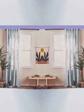 2 new ETHER Wild Sage Tufted Triangle Cotton 95"L x 50"W Window Curtain Panels